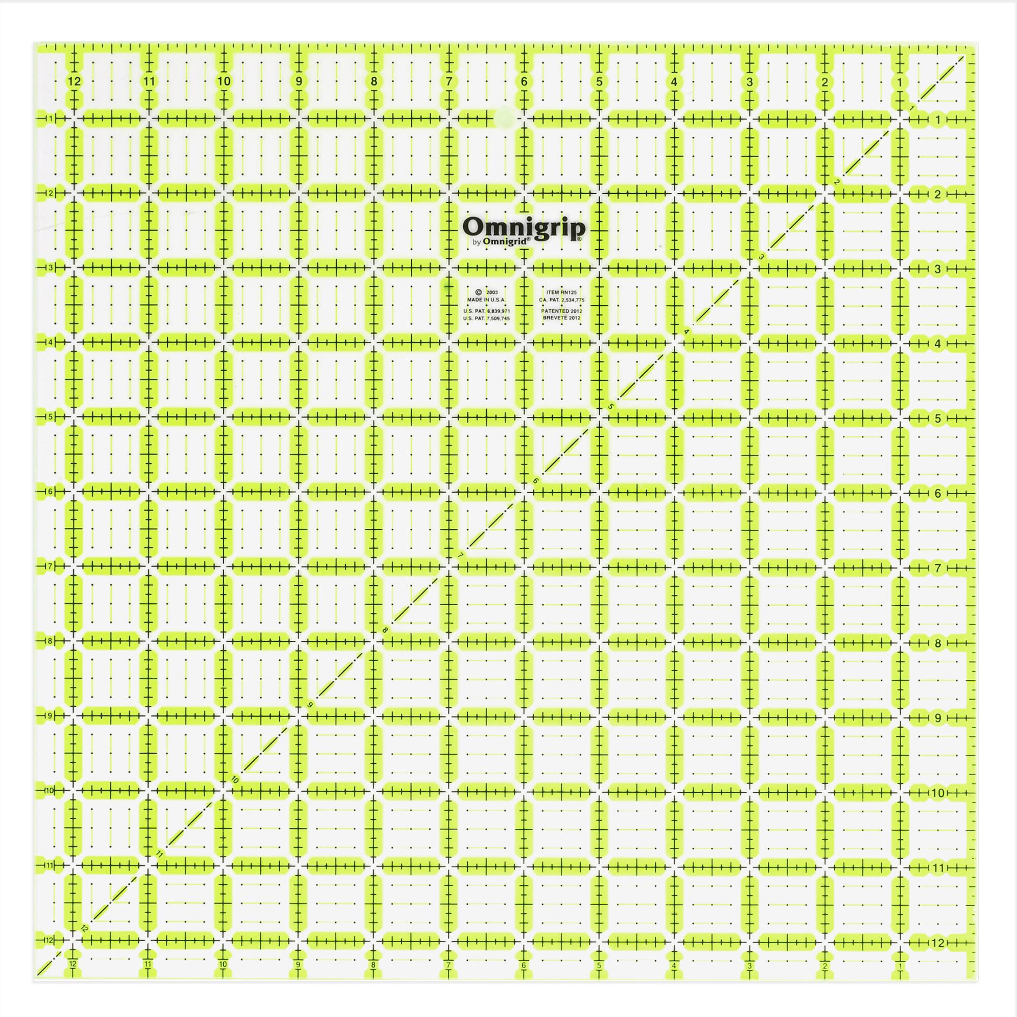 Omnigrip® by Omnigrid® 12.5" x 12.5" Non-Slip Square Quilting Ruler